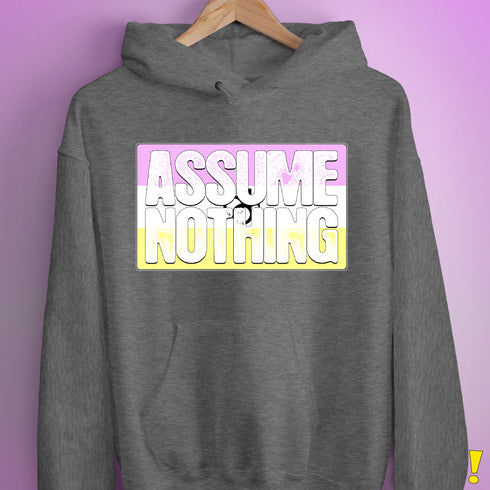 Assume Nothing Twink Pride Flag Hoodie - Grey Heather